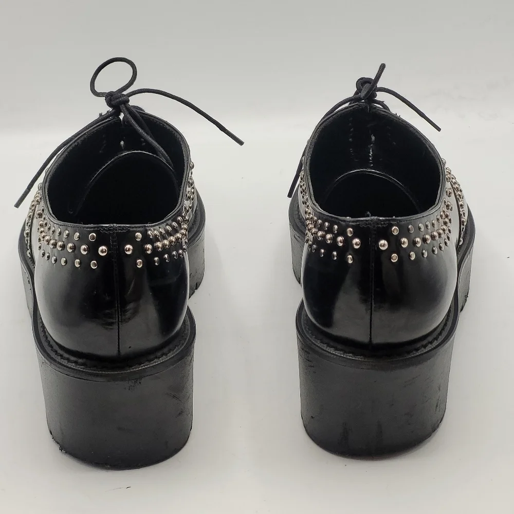 Stuart‎ Weitzman Zealous Studded Platform Loafer Jet Mirror Black. Size 9.5 M